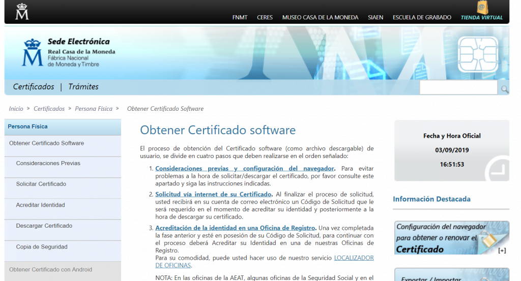 Obtener certificado digital