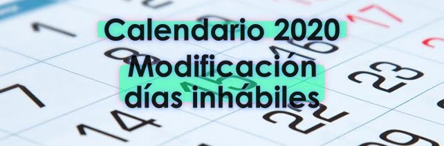 Calendario 2020 inhábiles