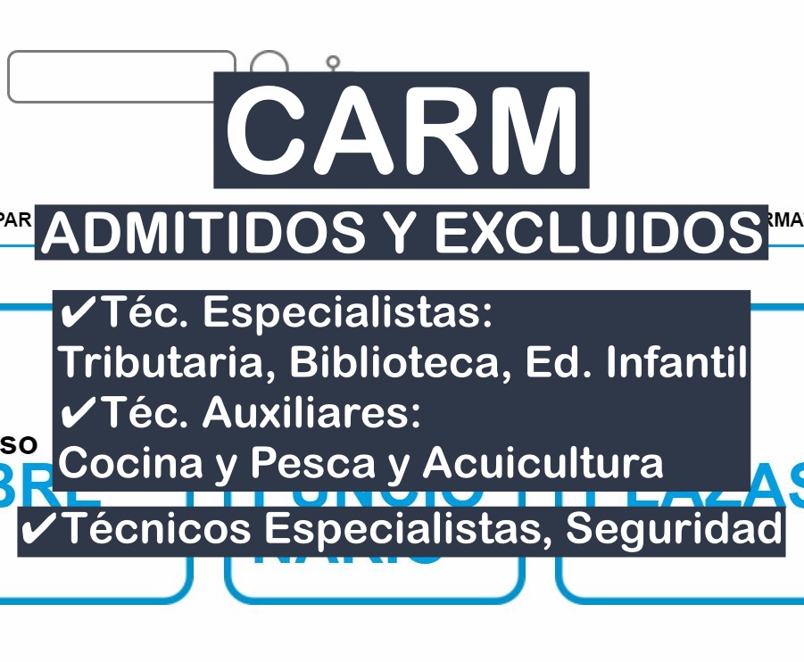 listas de admitidos en varios procesos selectivos de la CARM