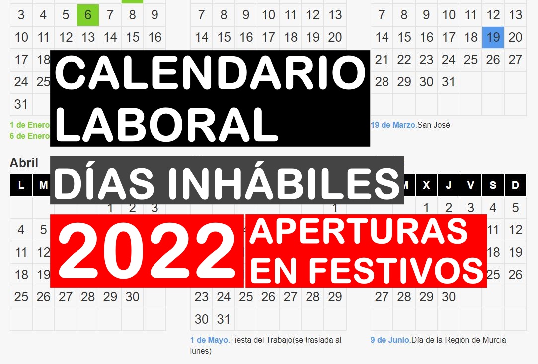 Calendario laboral de Murcia del 2022