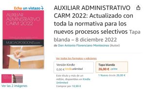 temario auxiliar administrativo carm 2022 amazon tapa blanda