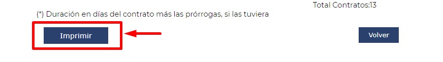 Se puede obtener el detalle de un contrato pinchando sobre su enlace. La información se obtiene en formato pdf y es básica (fechas, tipo de contrato, partes contratantes y ocupación).