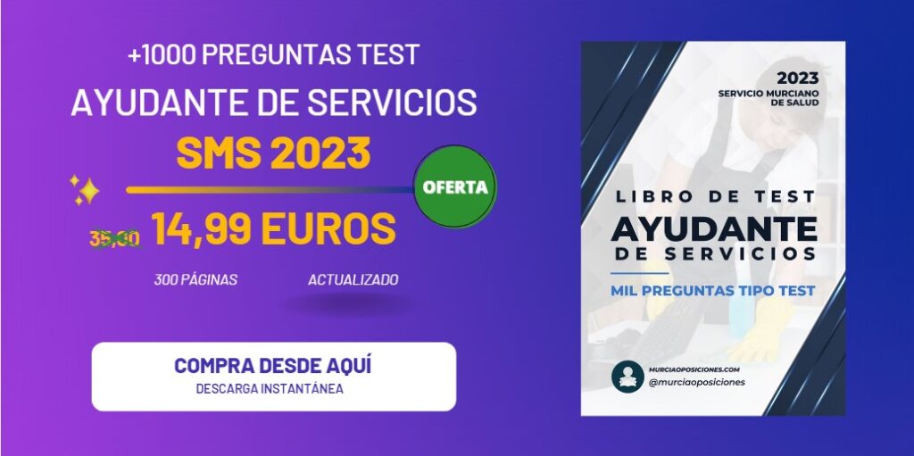 ANUNCIO LIBRO TEST AYUDANTE DE SERVICIOS SMS 2023