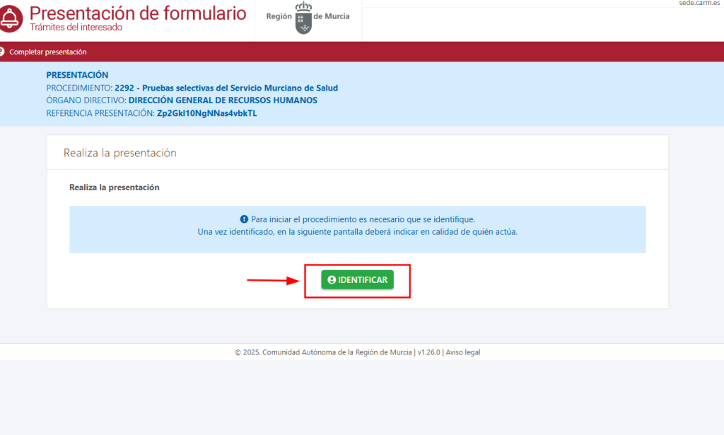 Acceso a la sede electrónica para firmar y registrar la solicitud