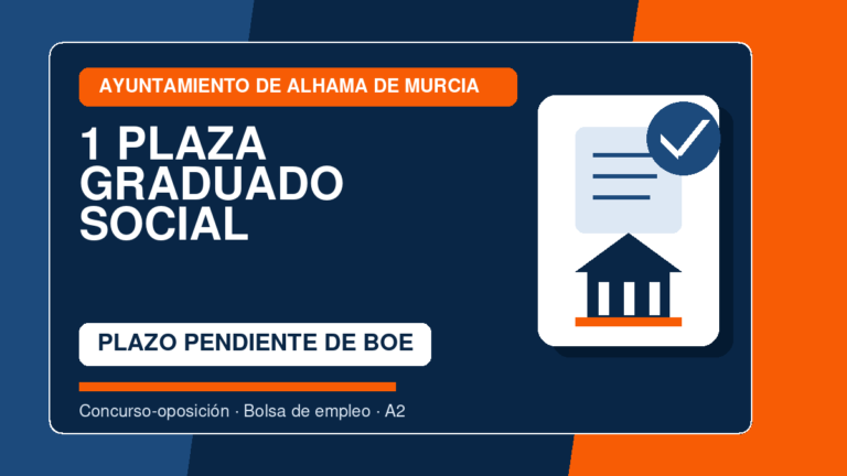 Convocatoria: 1 plaza de Graduado Social en el Ayuntamiento de Alhama de Murcia: bases, pruebas y temario