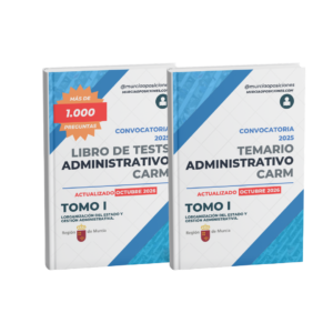 Temario y tests Administrativo CARM 2026 Tomo I actualizados en octubre de 2026
